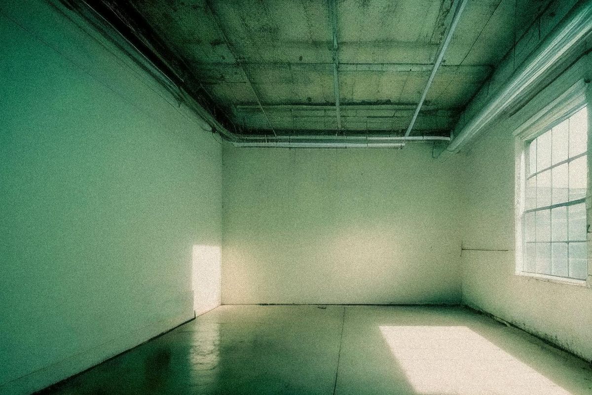 Spacious minimalist training studio with sunlight streaming through windows.